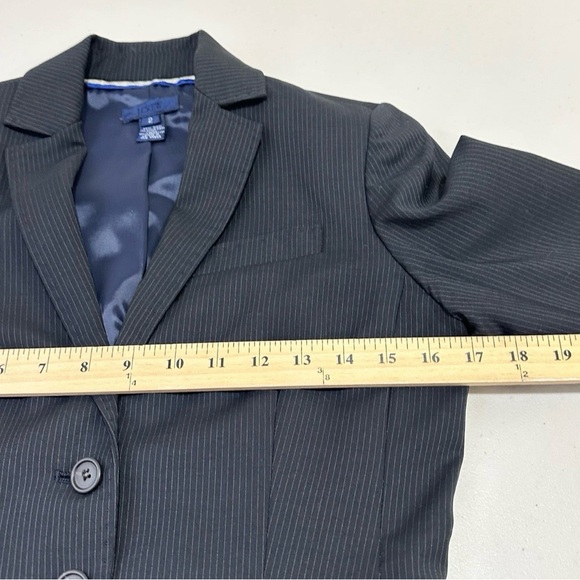 J.Crew Womens Black Stripe Two-Piece Suit Set Size Blazer Pants Size 2 Wool - Picture 7 of 16